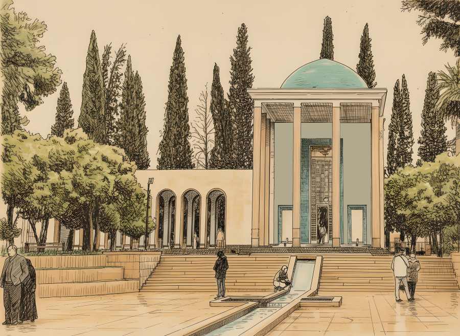 نقاشی آرامگاه جناب سعدی